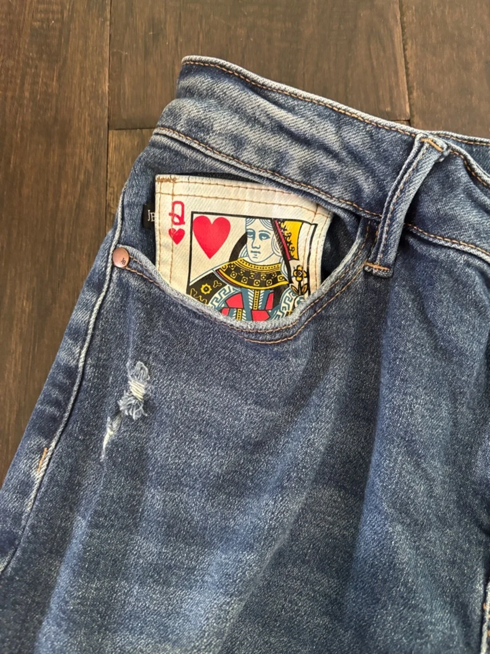 Judy Blue Distressed Boyfriend Jeans in Medium Blue - Picture 2 of 10